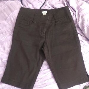 Cache Chocolate Brown Bermuda Gaucho Stretch Capri Pant Shorts Sz 4